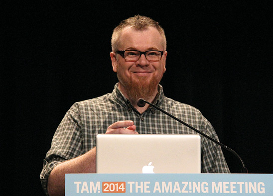 Daniel Loxton on stage at The Amazing Meeting 2014 (Photo by Daivd Patton)