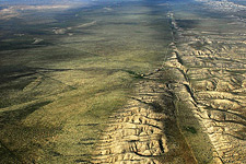 A dramatic ariel view of the San Andreas Fault along the Carrizo Plain.