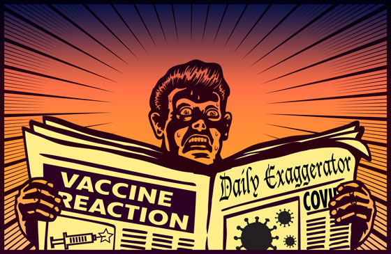 Illustration: reader panics in response to news about COVID-19 vaccine reactions