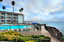 Best Western Shore Cliff Lodge above the beach. Every room has a balcony and ocean view.