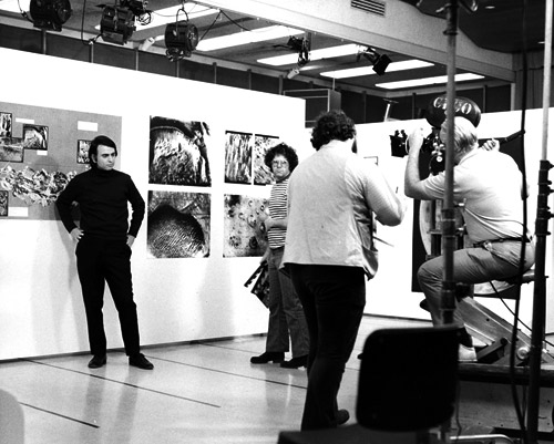 Carl Sagan on set filming a documentary about Mars for NASA