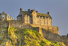 Edinburgh Castle on Castle Rock at sunset