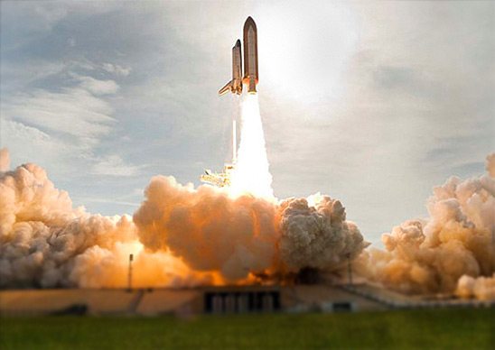 Space shuttle Endeavour launches on the STS-127 mission to the International Space Station in 2009. (photo credit NASA)