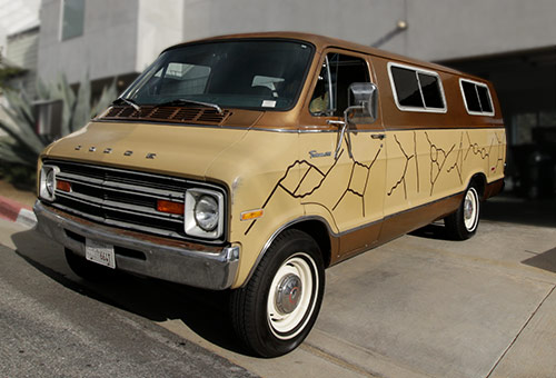 Richard Feynman's restored 1975 Dodge covered in Feynman Diagrams