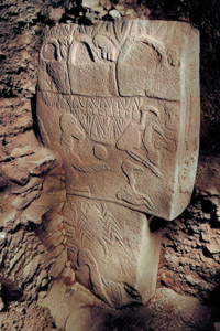 Figure 2: A T-shaped megalith with animal carvings at Göbekli Tepe