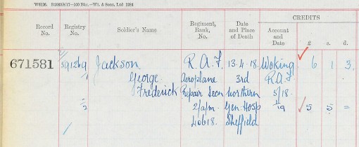 Frederick George Jackson death record