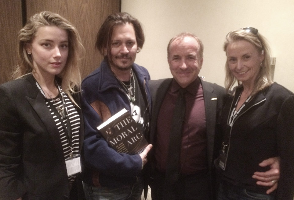 Left to right: Amber Heard, Johnny Depp, Michael Shermer, Jennifer Shermer