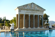 The Neptune Pool at Hearst Castle boasts the actual facade of an ancient Roman temple imported from Europe.