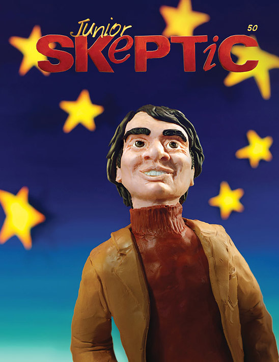 Carl Sagan, created from modeling clay and mixed media, by Daniel Loxton