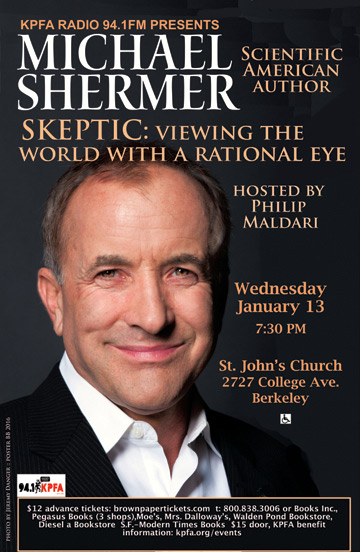 Michael Shermer on KPFA radio tonight at 7:30pm