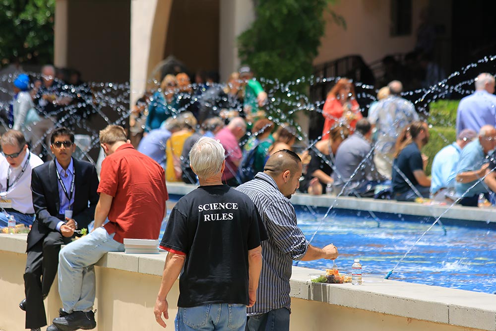 Science Rules. Participants relax around Caltech's Gene Pool.