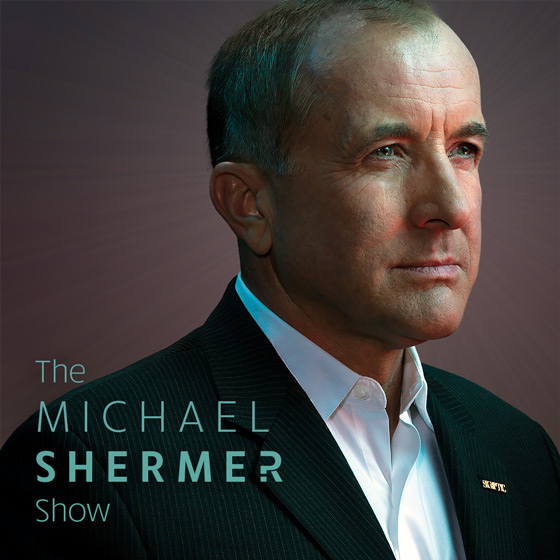 The Michael Shermer Show (pocacst logo and portrait of Michael Shermer)