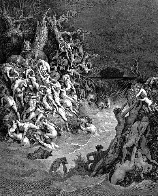 The World Destroyed by Water (illustrated by Gustave Dore). Dore Bible illustrations can be found at http://www.creationism.org/images/