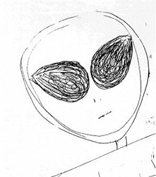 FIGURE 2: another typical alien face drawn by one of Malmstrom’s abductee clients