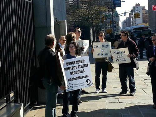 American Atheists rallies on Thursday (April 25) outside The Embassy of Bangladesh.