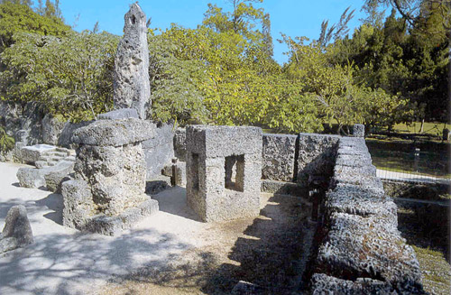 A corner of the Coral Castle showing for gossip and repentance. Leedskalnin had very fixed ideas on the teaching and raising of children, even though he never had any himself.