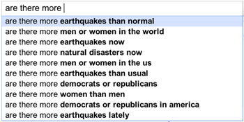 Google autofill reveals concern about number of earthquakes