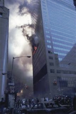 Figure 4. The image of WTC 7 commonly shown by the 9/11
Truth Movement, showing apparently minimal damage to the building