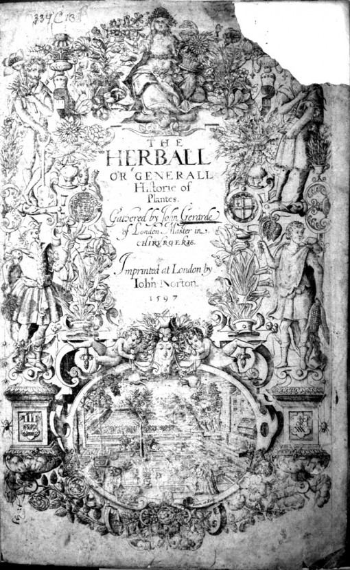 Title page of Gerard's Herball. Image source: www.BioLib.de. GNU Free Document License