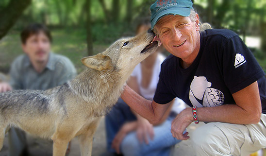 Dr. Mark Bekoff and wolf