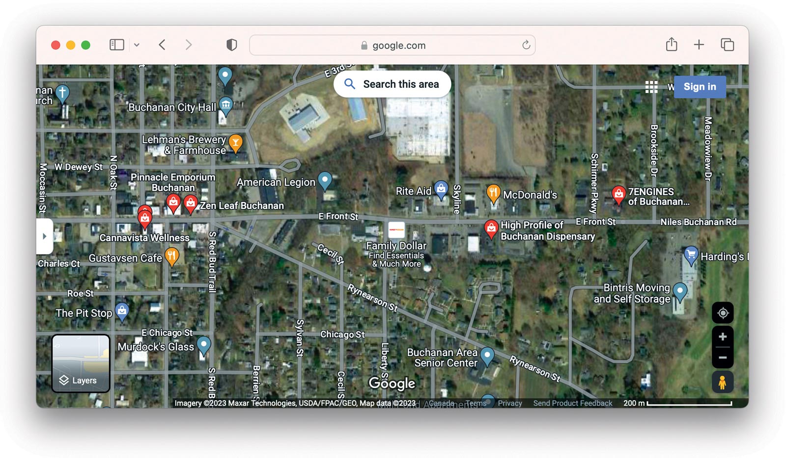 Location of marijuana dispensaries in Buchanan, MI