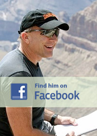 Facebook logo over photo of Michael Shermer