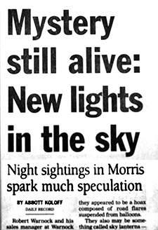 Mystery still alive: New lights in the sky. Night sightings in Morris spark speculation