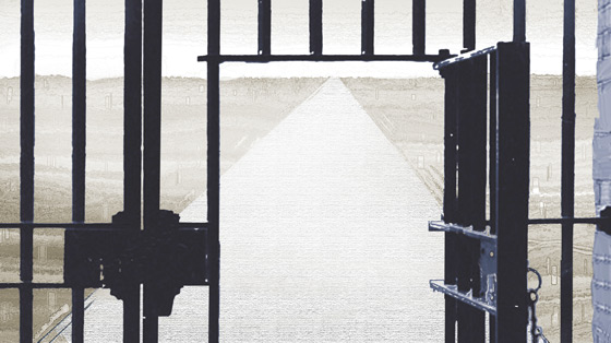 prison bars and road illustration