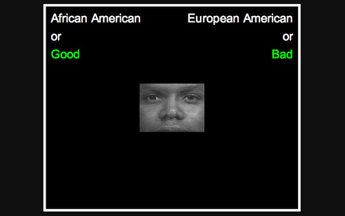 screenshot from Harvard University’s Racial Implicit Association Test (IAT) 