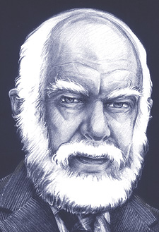 James Randi (illustration by Pat Linse, copyright 1992)