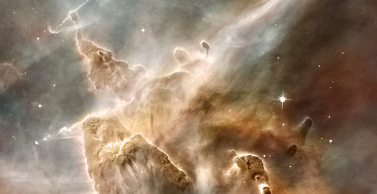 Star-forming region in the Carina Nebula (credit for Hubble image: NASA, ESA, N. Smith (University of California, Berkeley), and The Hubble Heritage Team (STScI/AURA) http://hubblesite.org/gallery/wallpaper/pr2007016h/