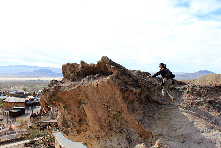 Tilted volcanic layers, Miocene (ca. 12 m.y. old) above Calico (photo by David Patton)