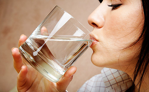 woman drinking water